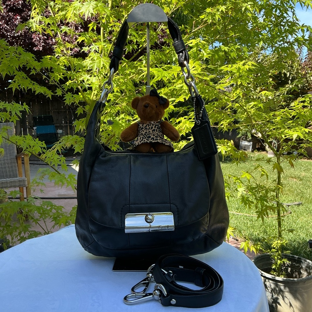 Coach Kristin Y2K Black Leather Silver Hobo Shoulder Hand Crossbody Bag